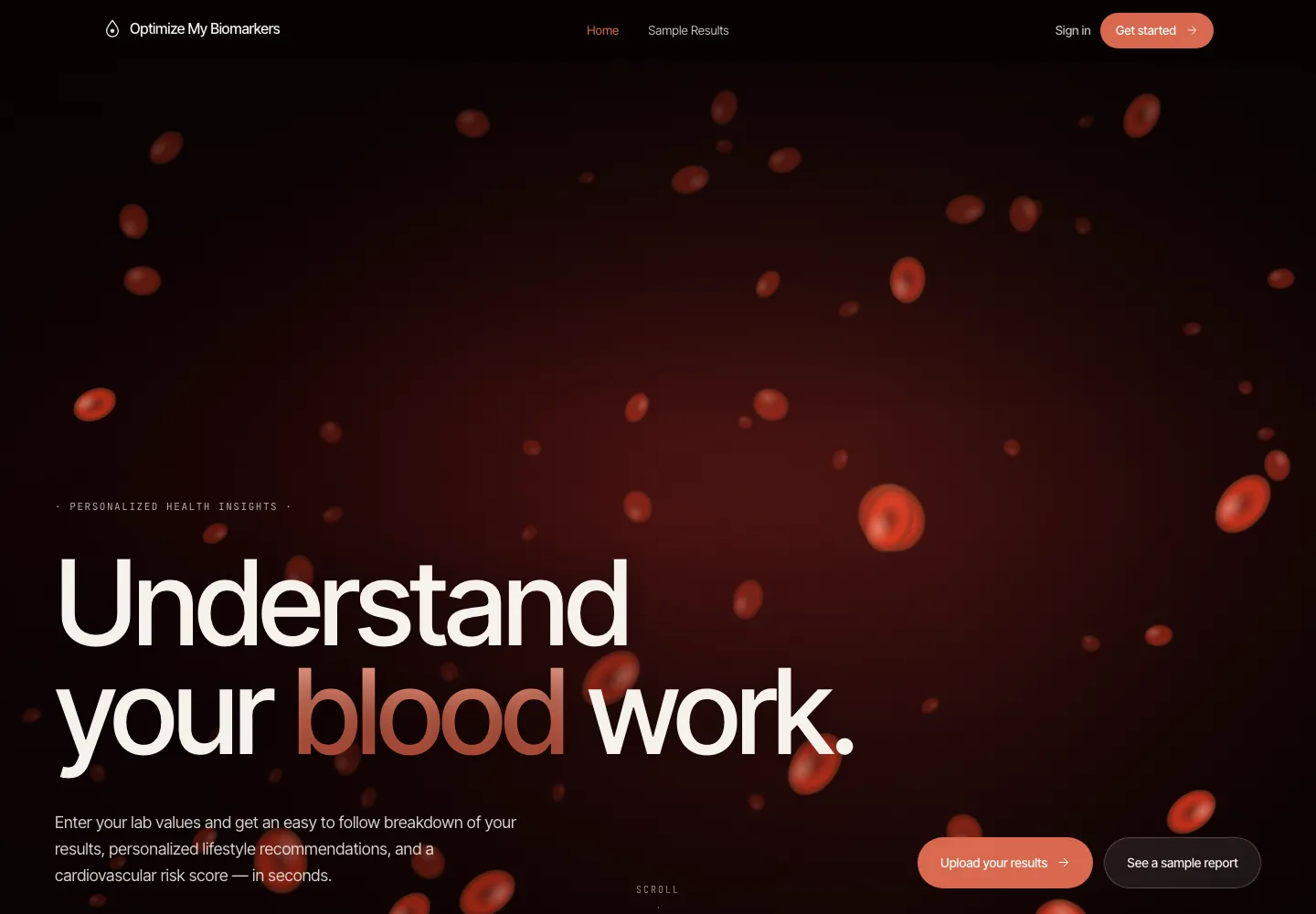 Optimize My Biomarkers live web application